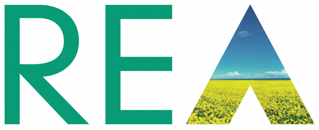rea logo transparent in a rounded rectangle